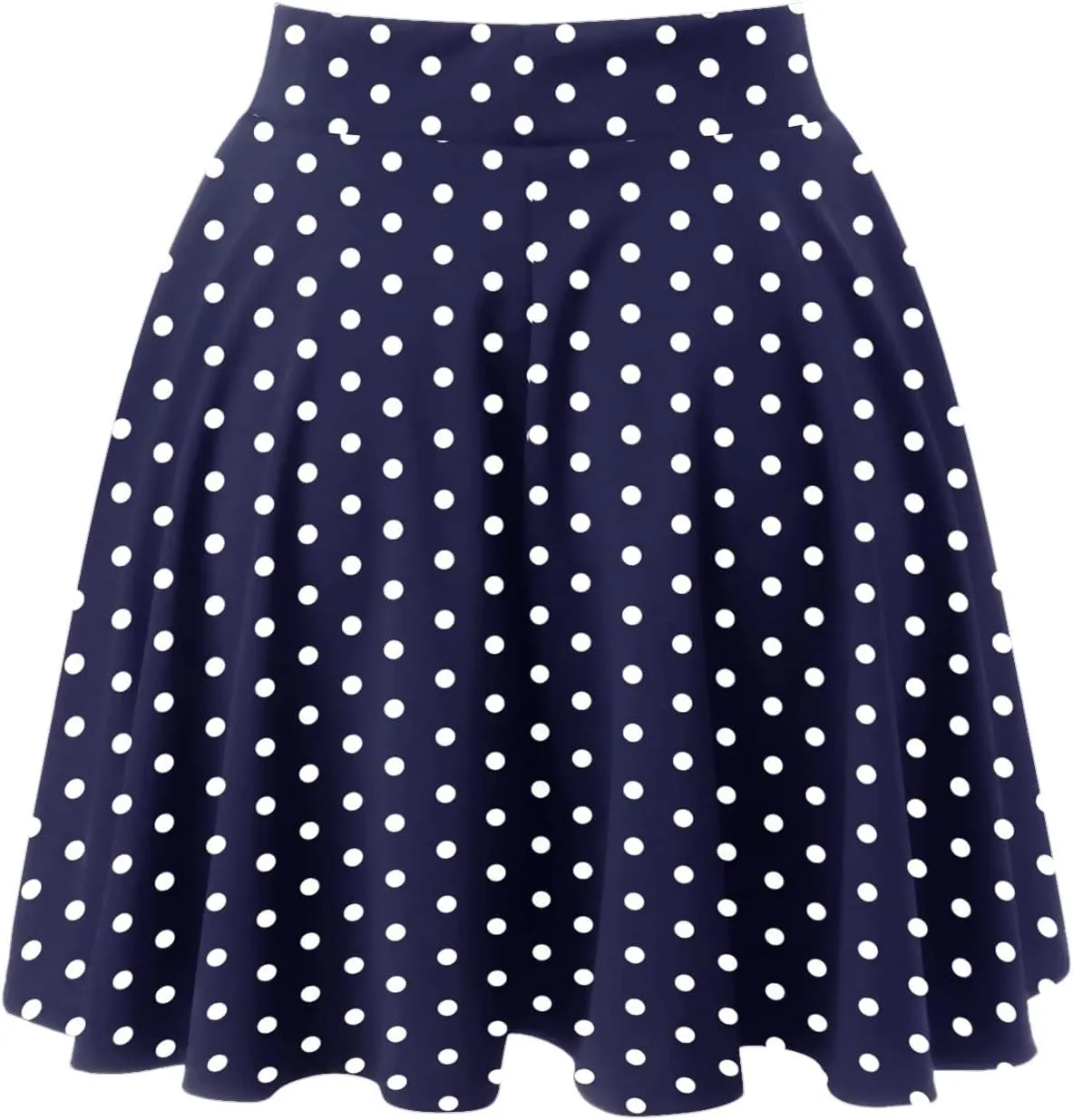 Women Going Out Skirts Womens A Line Midi Skirt Flared High Waist Skirts Polka Dot Pleated Ruffle Hem Vintage