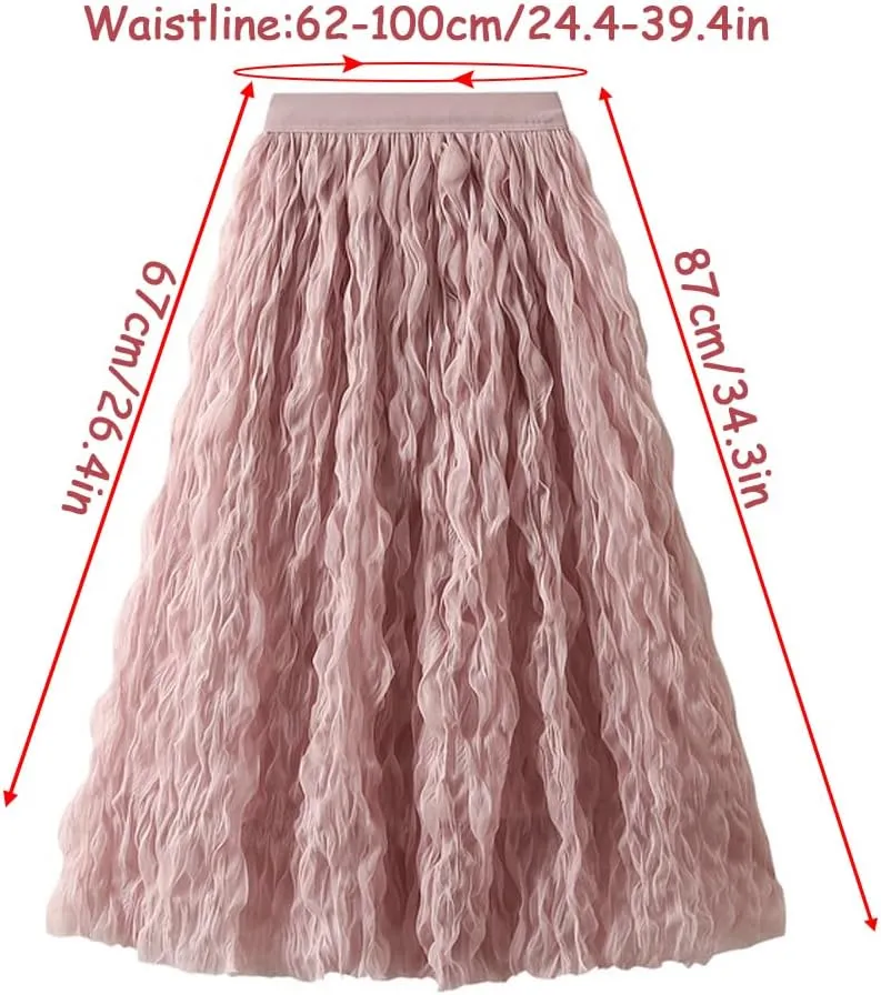 Women High Elastic Waist Pleated Midi Long Skirt Swing A-line Skirts Women's Elastic Waist Midi Long Skirt A Line, Dark Green