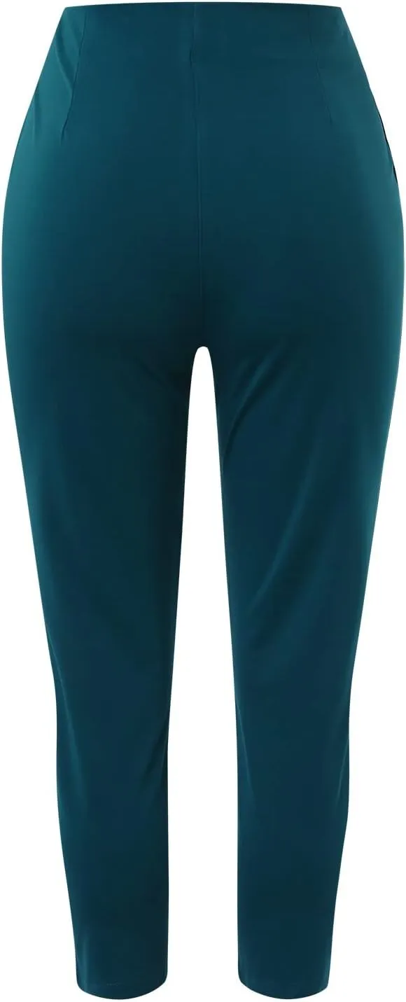 Women High Waist Casual Dress Pants Business Office Slim Skinny Trousers Solid Comfy Work Pant with Pocket #220