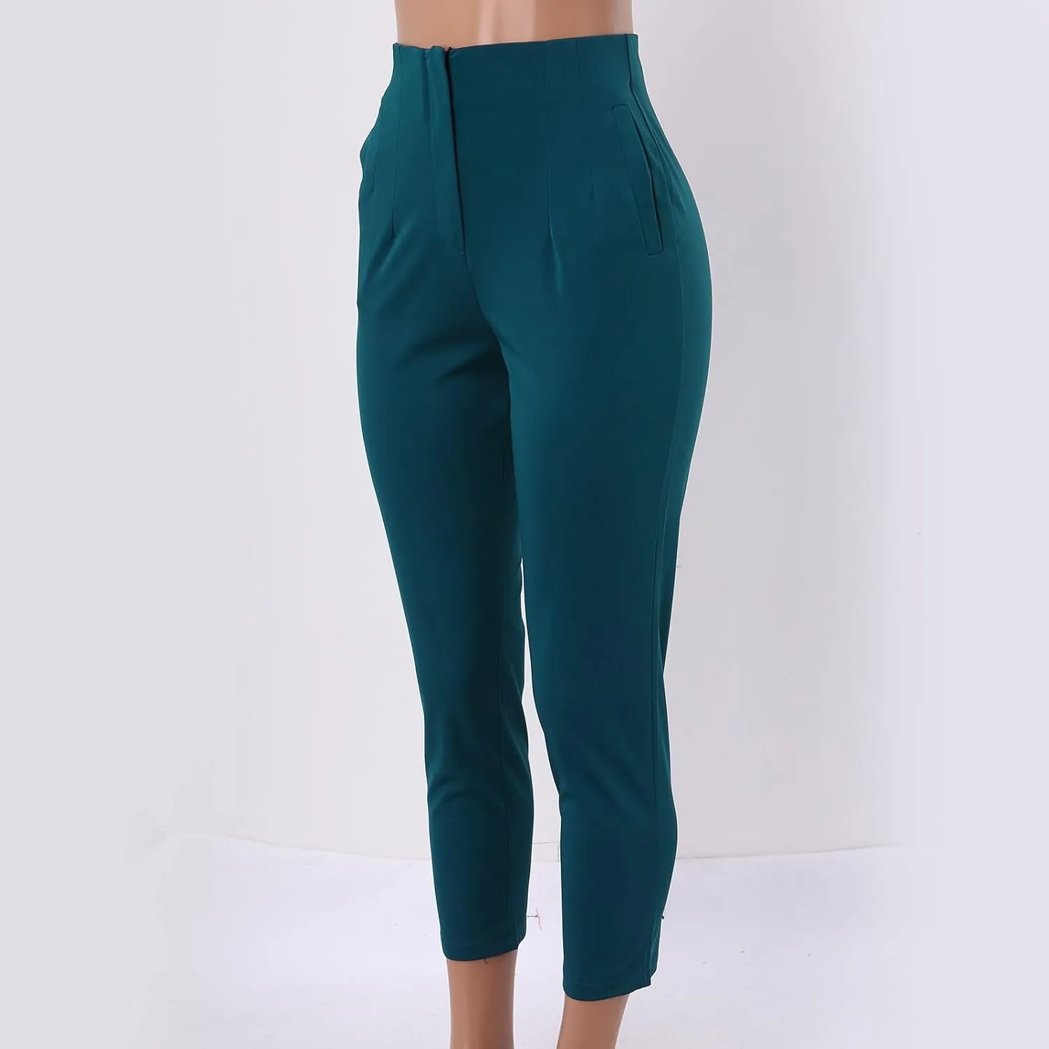 Women High Waist Casual Dress Pants Business Office Slim Skinny Trousers Solid Comfy Work Pant with Pocket #220