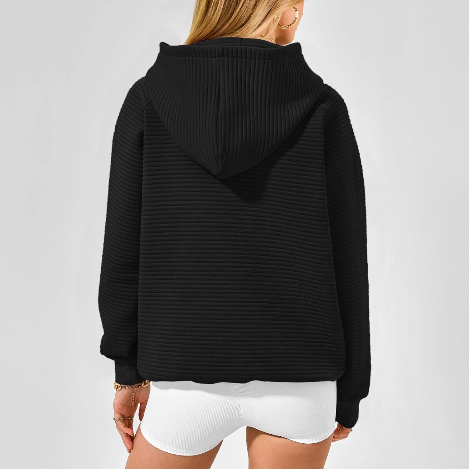 Women Hoodies Casual Hooded Oversized Sweatshirts with Large Pocket Raglan Long Sleeve Loose Solid Pullover Tops