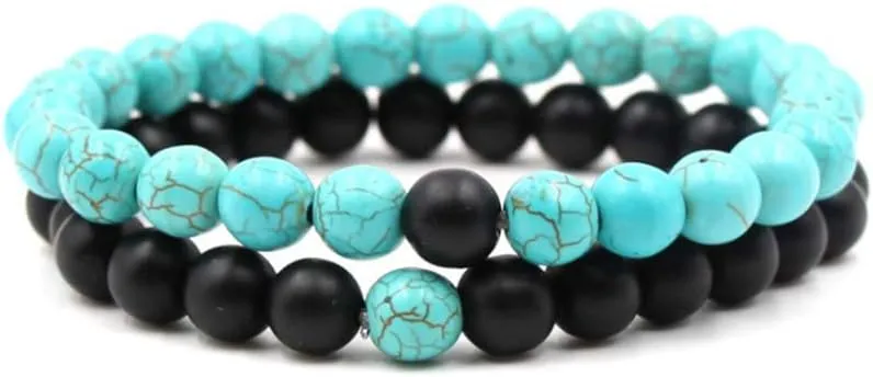 Women Meditation Bracelets for Men Vintage Beads Stretch Bracelet Gift for Friendship Lover Couple Wife Husband Birthday