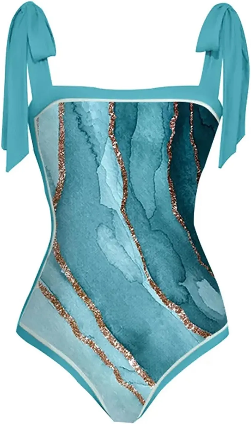 Women One Piece Swimsuit with Coverup Wrap Skirt Floral Print Bikini Set Two Piece Bathing Suit Beach Cover Up Sets