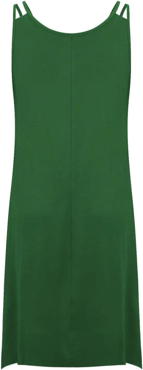 Women Plus Size Midi Dresses Trendy Irregular Hem Sleeveless Crewneck Loose Comfy Tank Dress Summer Beach Sundress