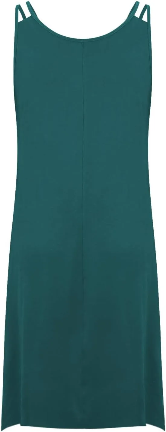 Women Plus Size Midi Dresses Trendy Irregular Hem Sleeveless Crewneck Loose Comfy Tank Dress Summer Beach Sundress