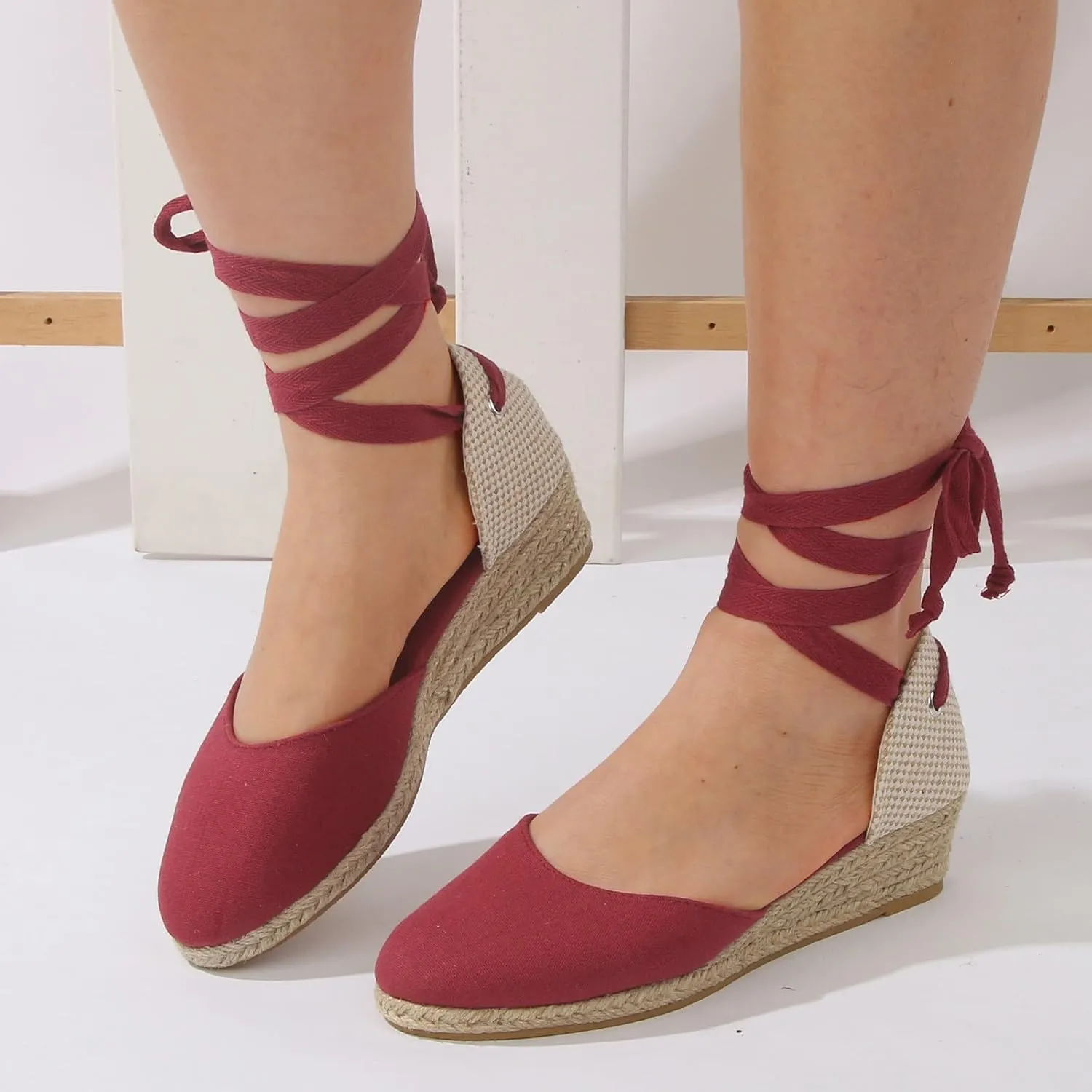 Women Shoes Fashionable Wedge Strappy Sandals Classic Strappy Thick Heel Sandals Summer Shoes