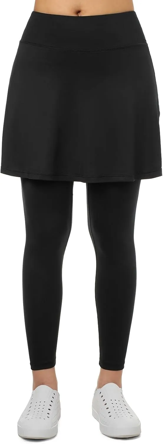 Women Skirted Leggings with Pockets,Tennis Skorts Skirts with Leggings Yoga Skorts Capris