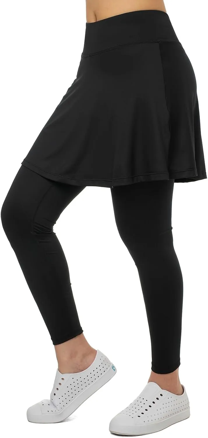 Women Skirted Leggings with Pockets,Tennis Skorts Skirts with Leggings Yoga Skorts Capris