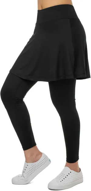 Women Skirted Leggings with Pockets,Tennis Skorts Skirts with Leggings Yoga Skorts Capris
