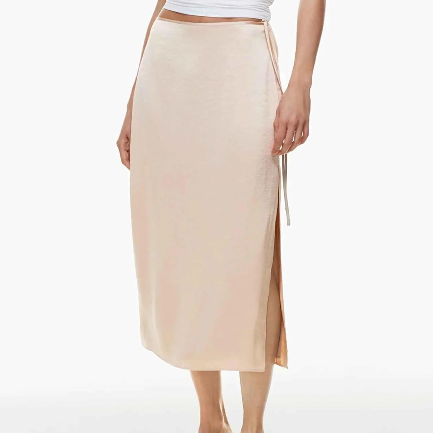 Women Split Slit Thigh Long Skirts High Waisted Midi Skirts Tie Up Solid Casual Sexy Elegant Soft Skirt 2025