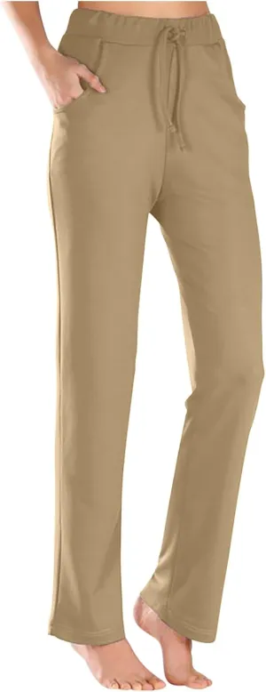 Women Straight Casual Summer Beach Lightweight Drawstring Trousers The Office Apparel
