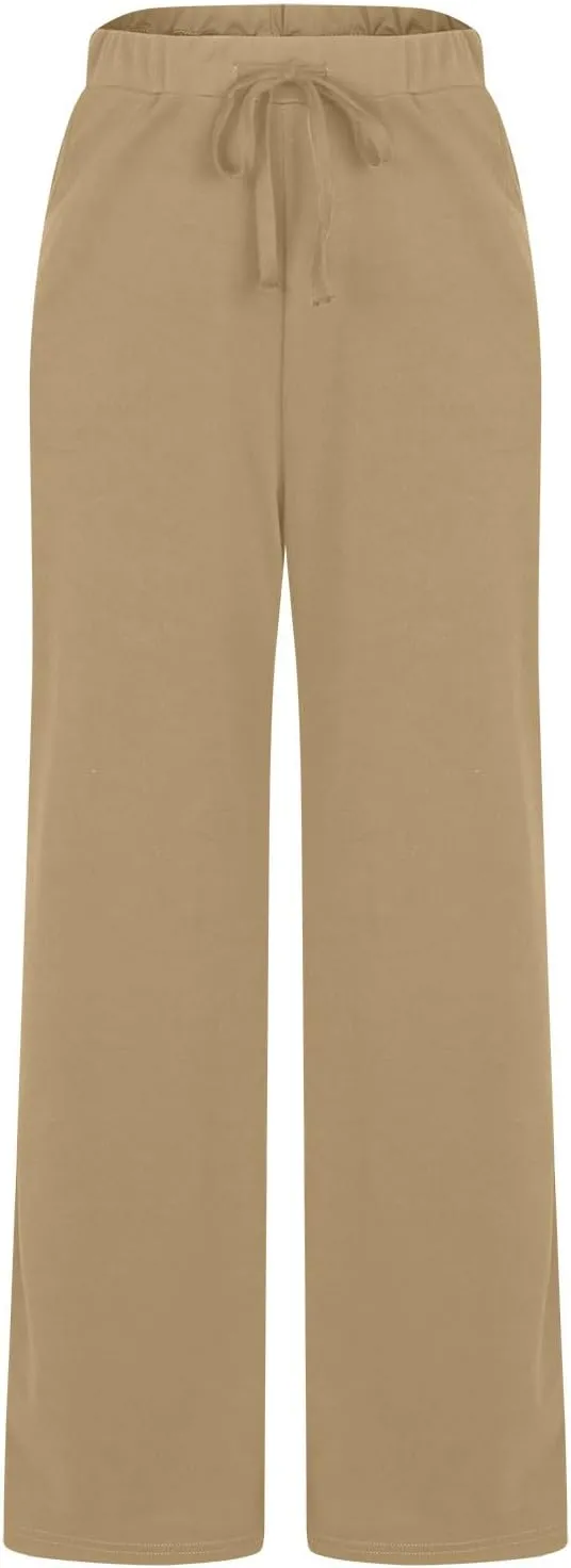 Women Straight Casual Summer Beach Lightweight Drawstring Trousers The Office Apparel