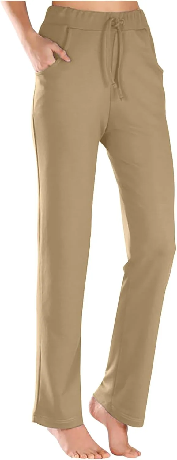 Women Straight Casual Summer Beach Lightweight Drawstring Trousers The Office Apparel