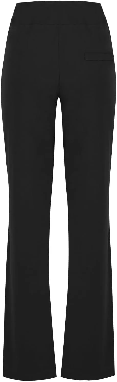 Women Straight Leg Work Pants Dressy Casual Trousers Solid Stretch Slim Fit Yoga Pant High Waist Slacks with Pocket