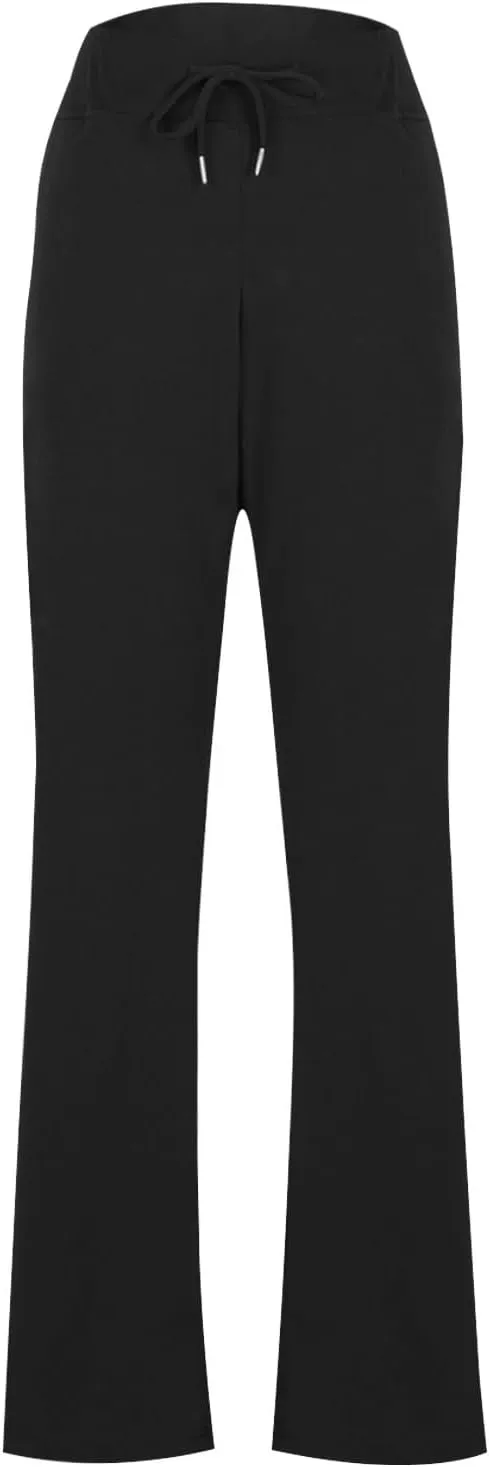Women Straight Leg Work Pants Dressy Casual Trousers Solid Stretch Slim Fit Yoga Pant High Waist Slacks with Pocket