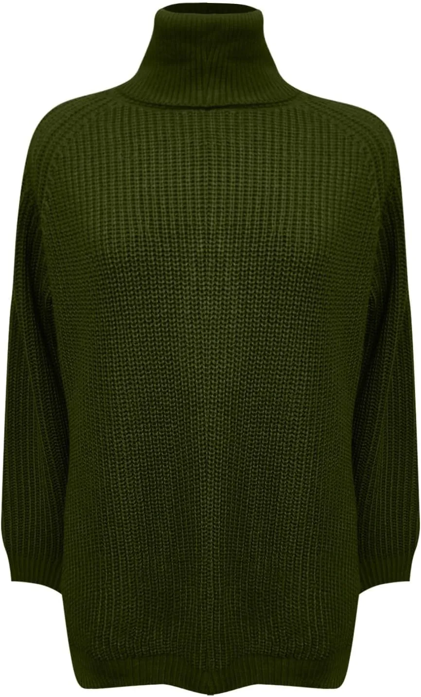 Women Turtleneck Sweaters Batwing Sleeve Casual Loose Chunky Pullover Sweater Knit Tops High Collar Cute Blouse