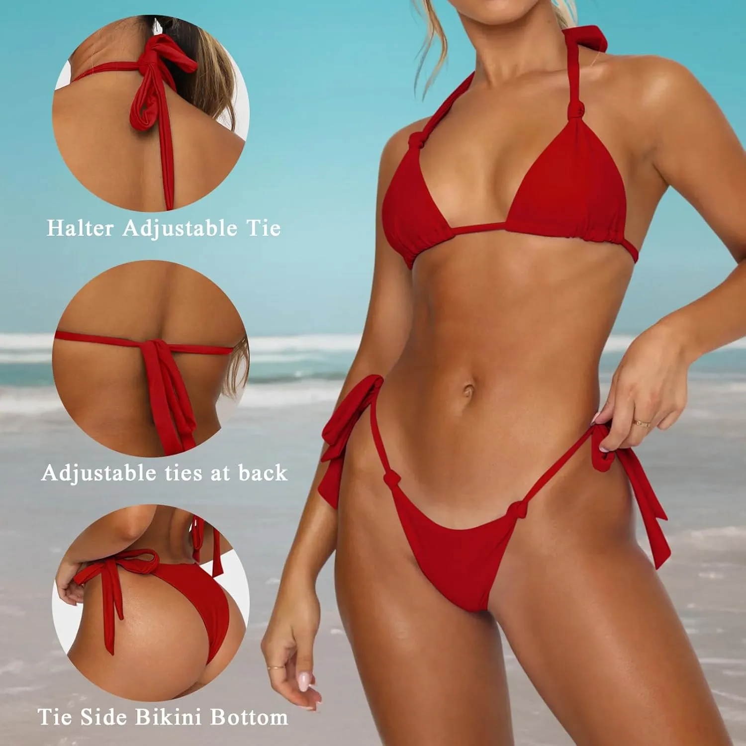 Women's Bikini Sets Bathing Suits Two Piece Swimsuits Sexy Triangle Halter Bikinis Top
