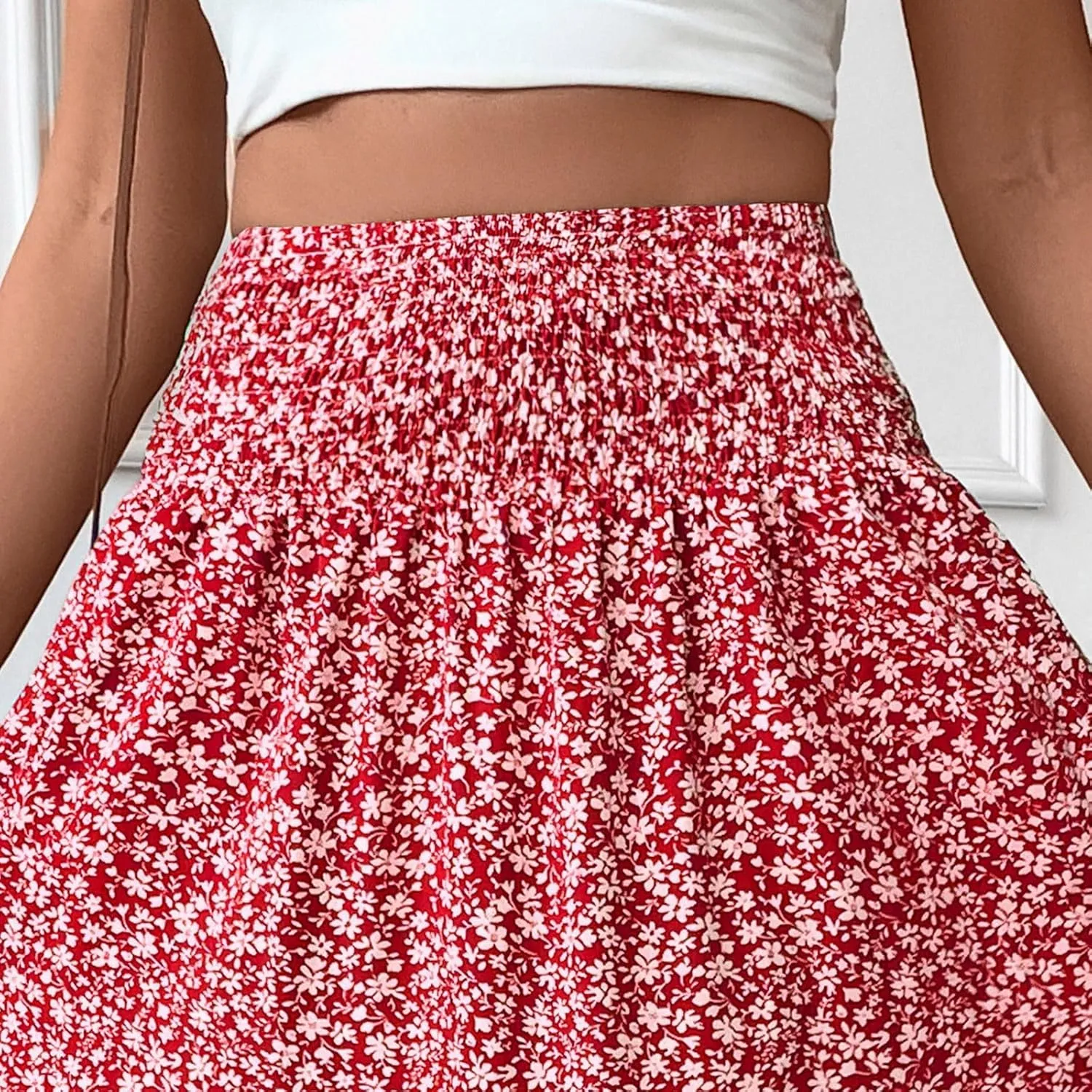 Women's Boho Skirts Summer Casual Loose Trendy Elastic Waist Floral Printed Bohemian Flowy A-Line Skirt 2025, S-XL