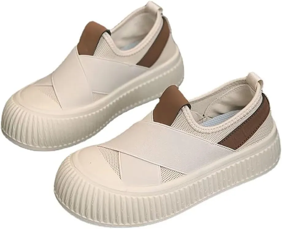 Women's Canvas Sneakers Canvas Flat Shoes Cloud Slip Shoes Running Shoes Thick Bottom Mesh Shoes Muffin Shoes Biscuit Shoes