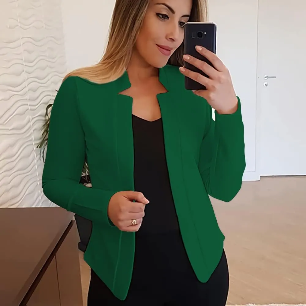 Womens Casual Blazer Jacket Open Front Long Sleeve Cardigan Jacket Slim Fit Business Work Suit Jacket Solid Color Coats