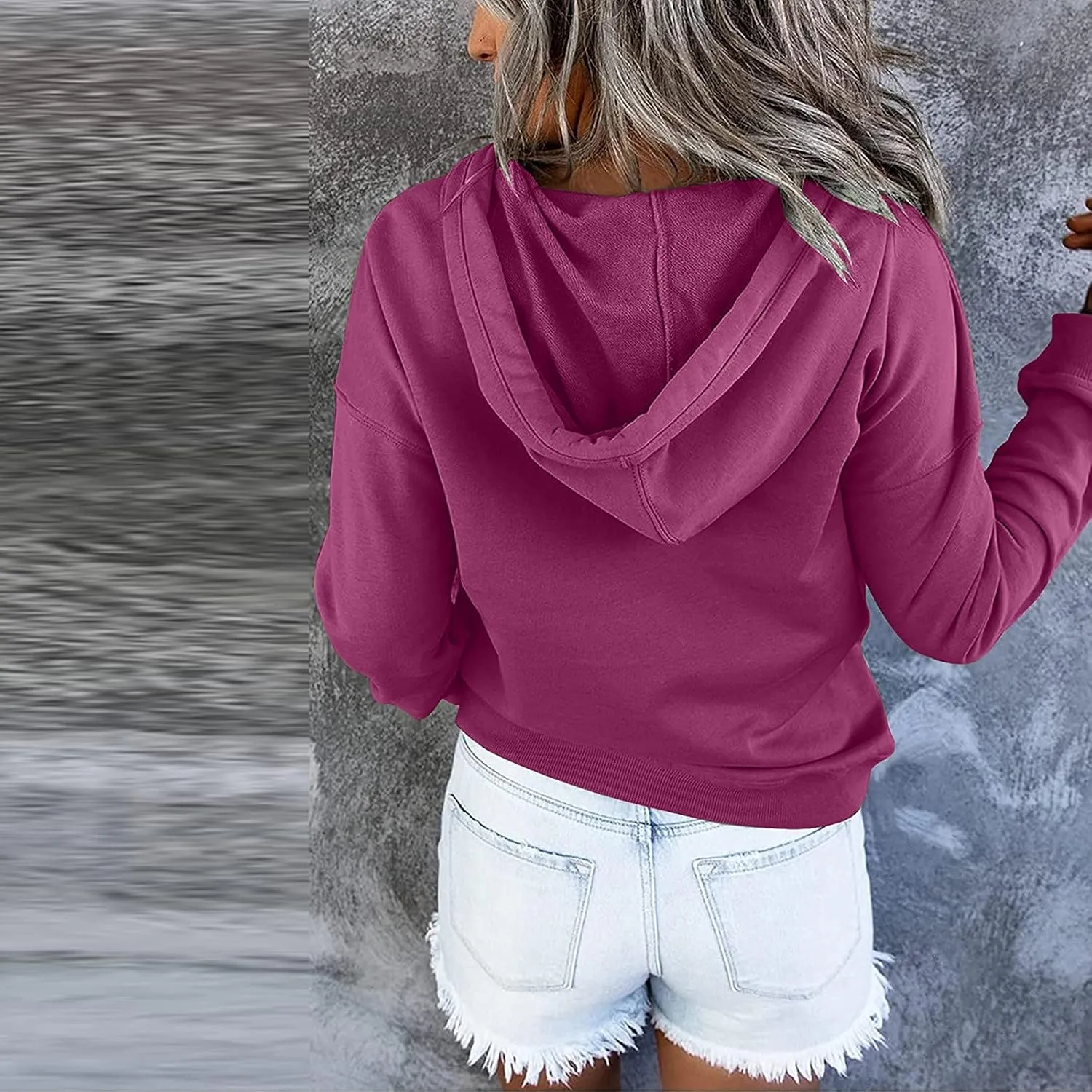 Womens Casual Hoodies Pullover Tops,2022 Fall Clothes Drawstring Long Sleeve Sweatshirts with Pocket