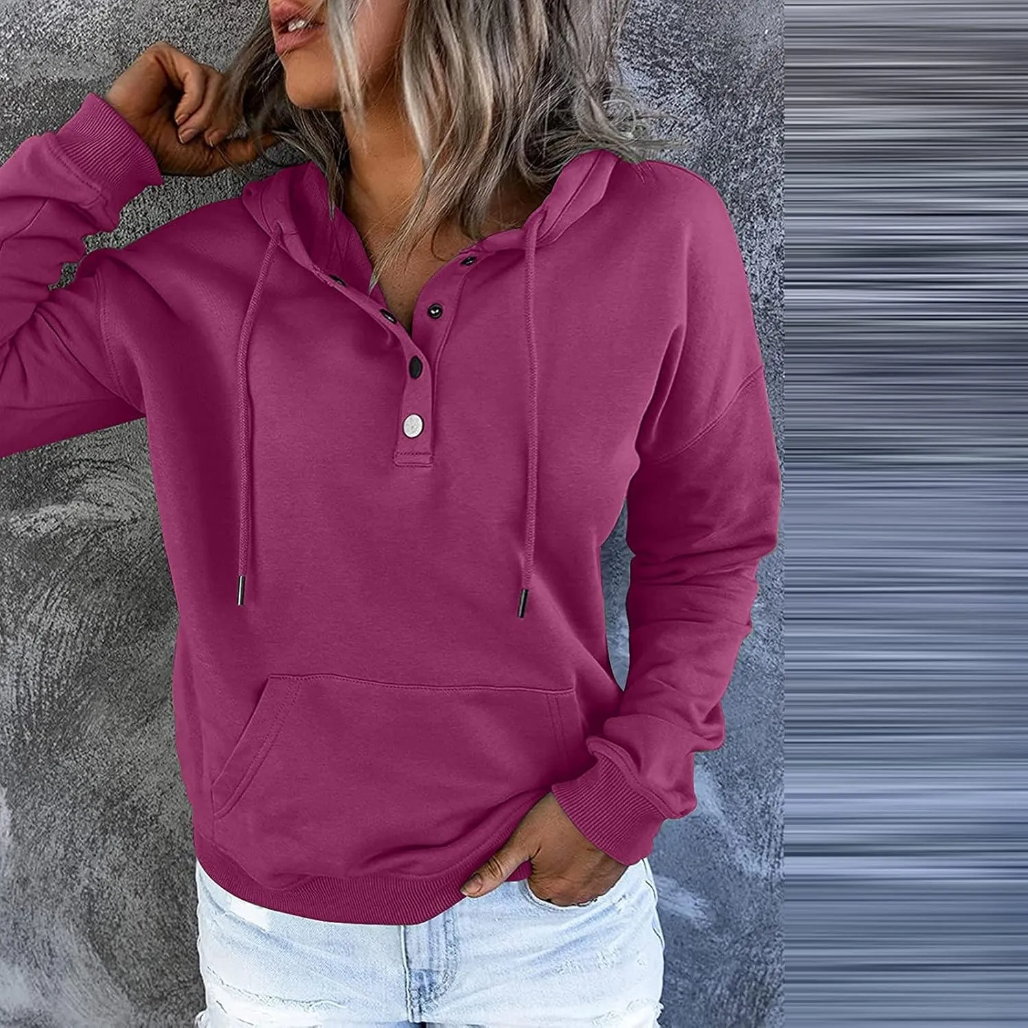 Womens Casual Hoodies Pullover Tops,2022 Fall Clothes Drawstring Long Sleeve Sweatshirts with Pocket