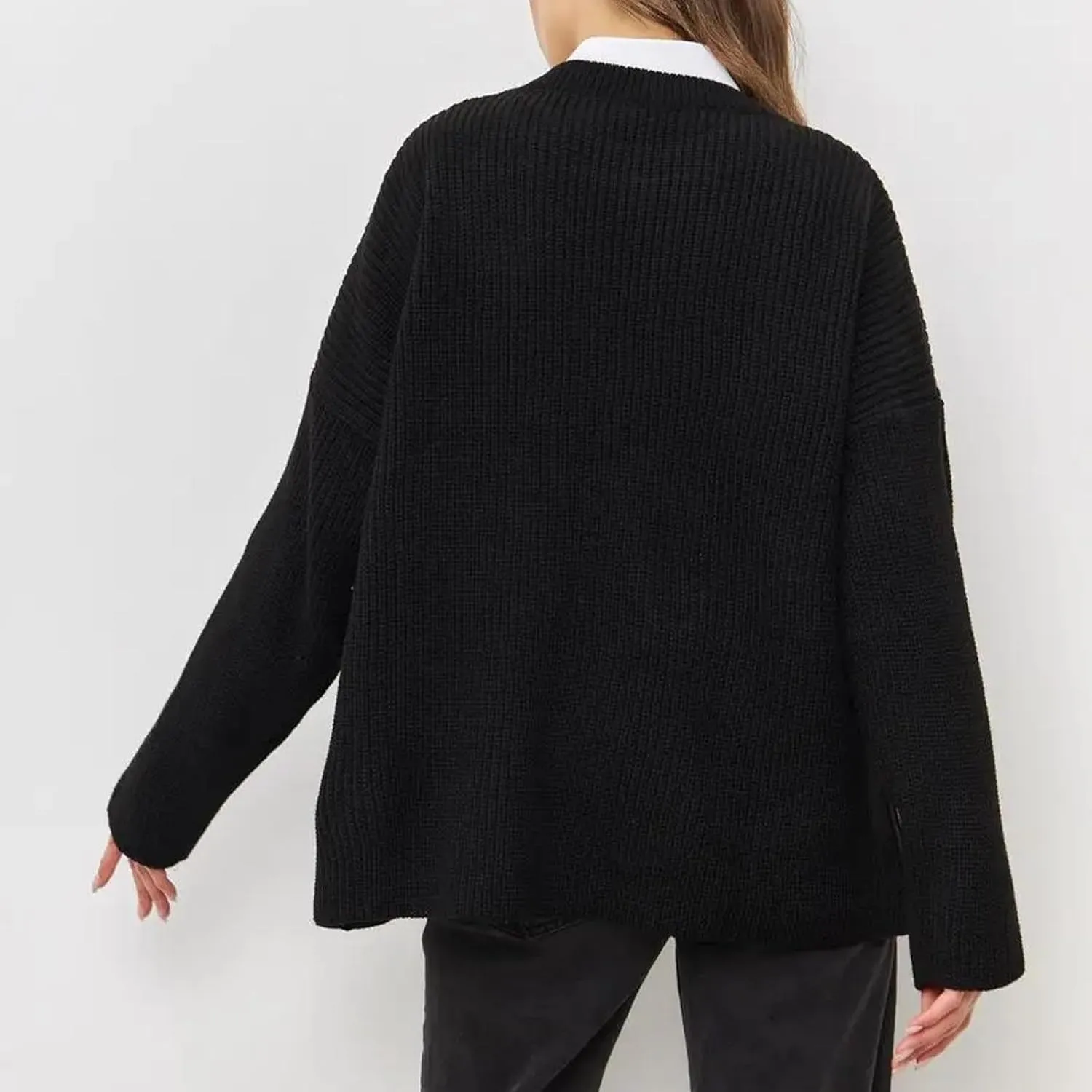 Women's Casual Oversized Sweaters Loose Soft Chunky Knit Long Batwing Sleeve Pullover Sweater Tunic Outfit Tops 2024