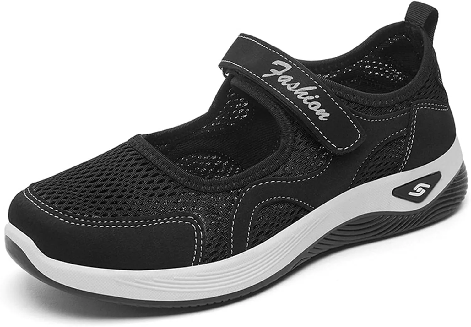Womens Casual Sneakers Lightweight Flat Mary Jane Shoes Ladies Fashion Adjustable Easy On and Off Strap Working Nurse Shoes Mesh Breathable Walking Sneakers