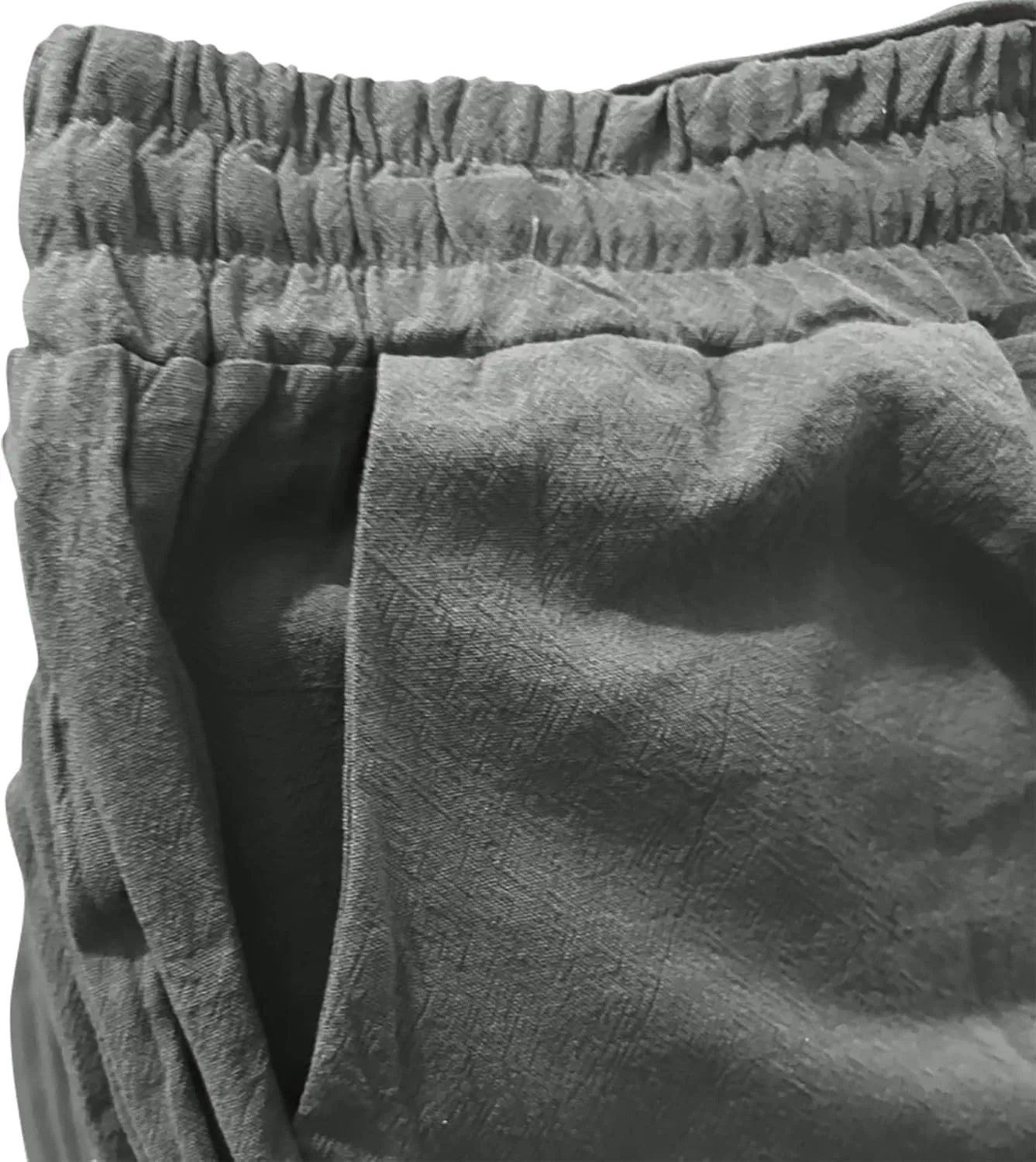 Women's Cotton Linen Pants Casual Loose High Waist Casual Wide Capri Pants Elastic Summer Beach Trousers with Pockets