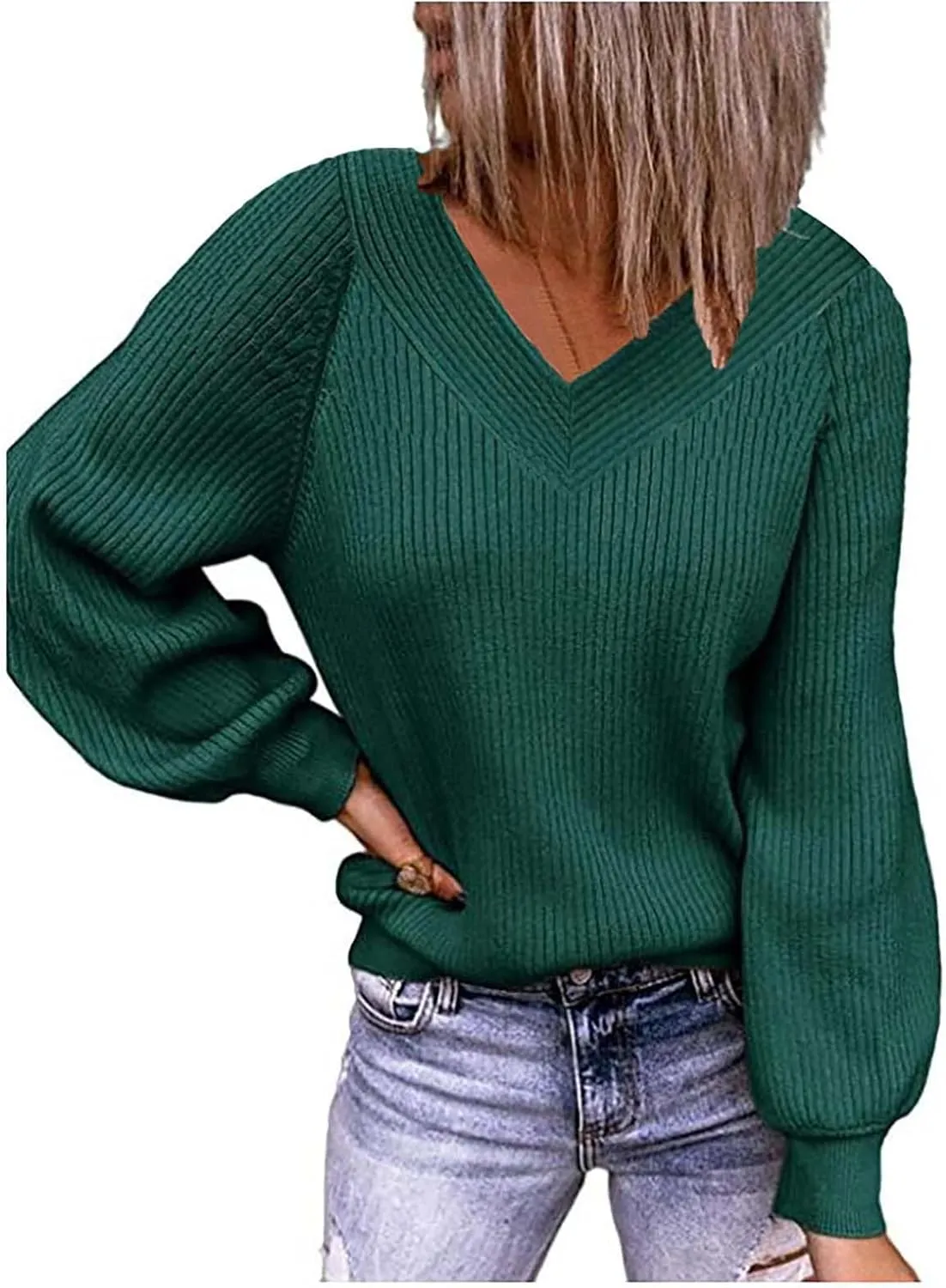 Women's Crewneck Cute Sweaters Striped Colorblock Fall Winter Knitted Pullover Tops Fall Casual Chunky Knit Tops