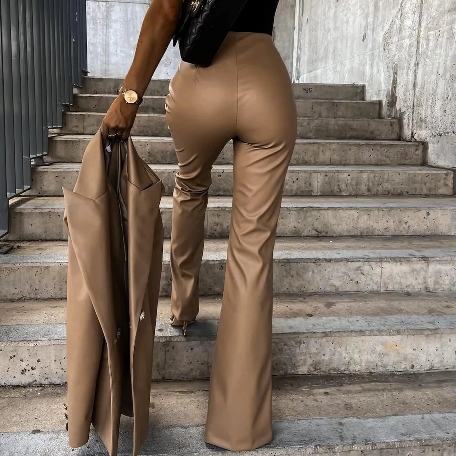 Womens Drawstring Elastic Waist Satin Sweatpants Ankle Length Joggers with Pocket Push up