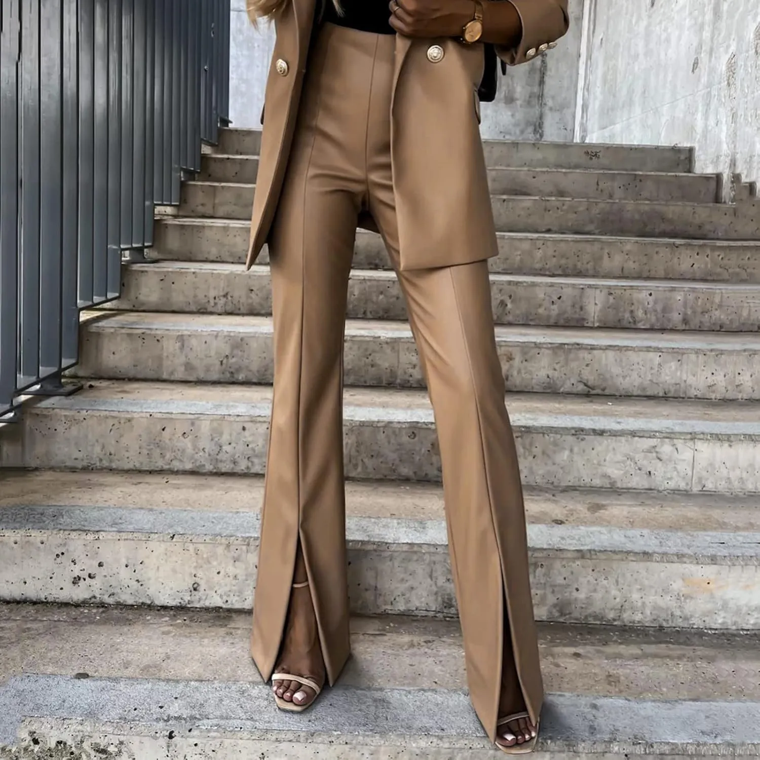 Womens Drawstring Elastic Waist Satin Sweatpants Ankle Length Joggers with Pocket Push up