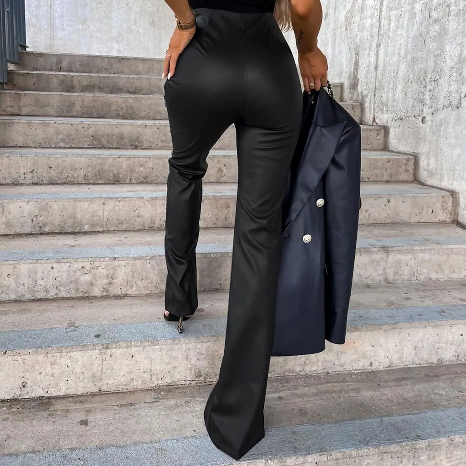 Womens Drawstring Elastic Waist Satin Sweatpants Ankle Length Joggers with Pocket Push up
