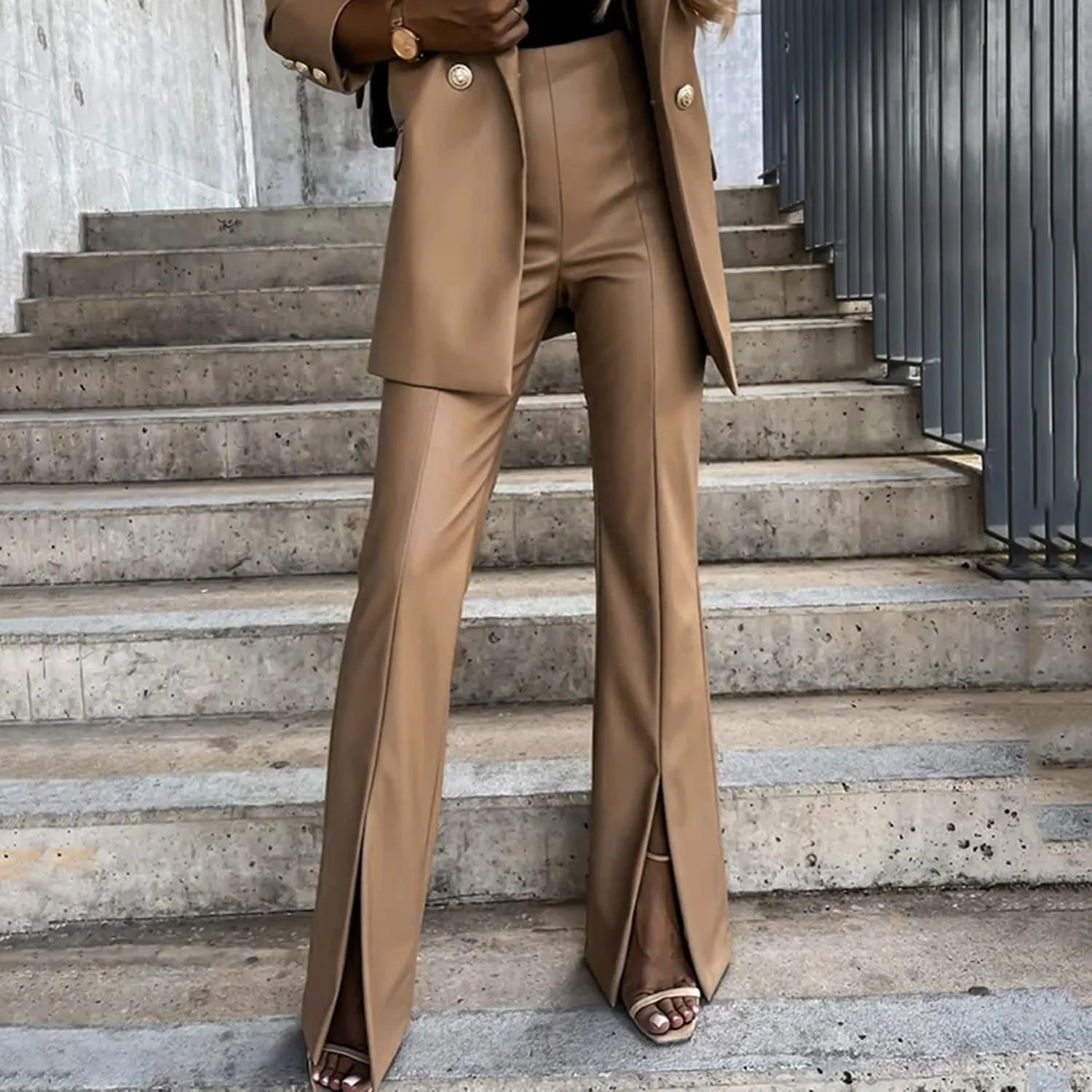Womens Drawstring Elastic Waist Satin Sweatpants Ankle Length Joggers with Pocket Push up