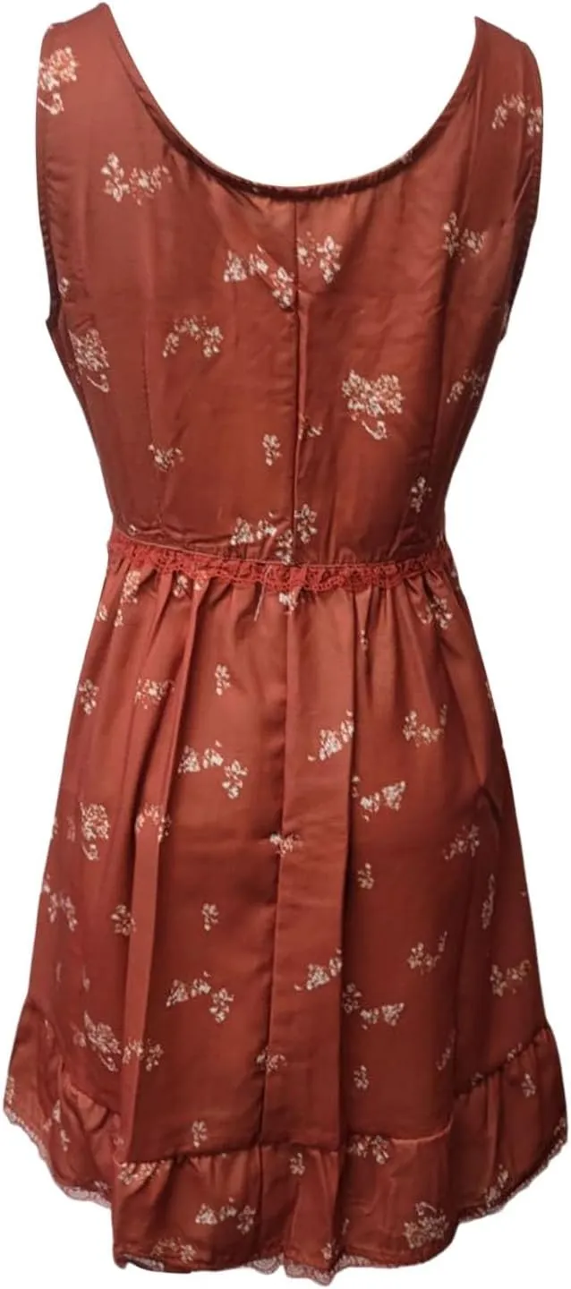Womens Dresses V Neck Mini Floral Spaghetti Strap Boho Sundress Summer 2025 Tie Knot Front Flowy Pleated Swing Dress