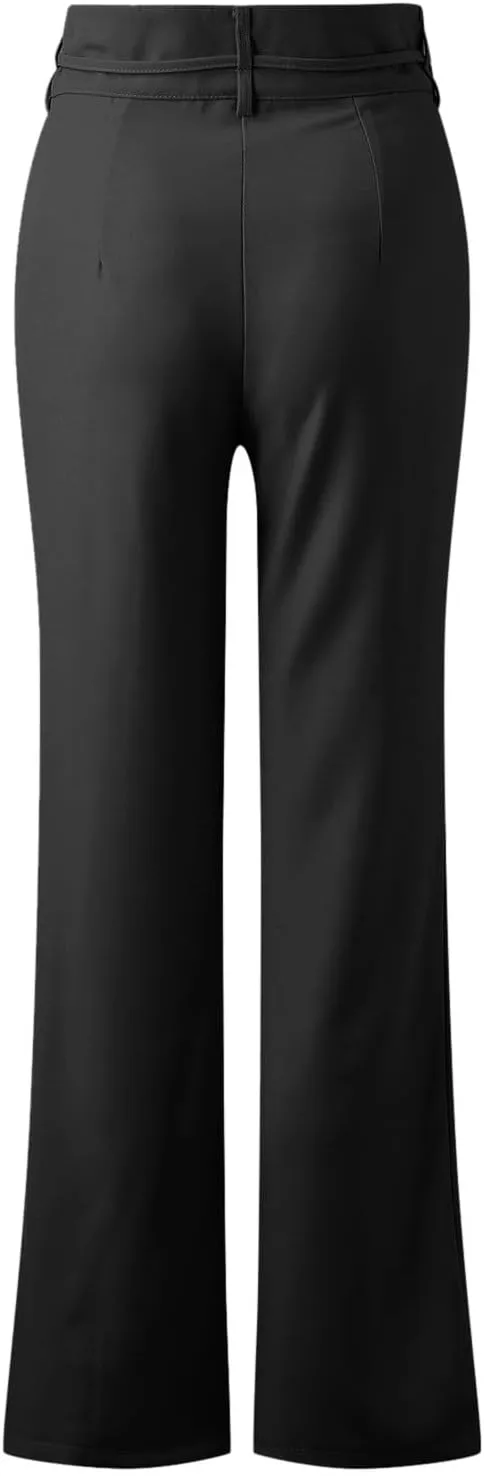 Womens Elegant Casual Daily Straight Leg Casual Pants Suit Pants Solid Color Pockets Trousers Pants Women Casual