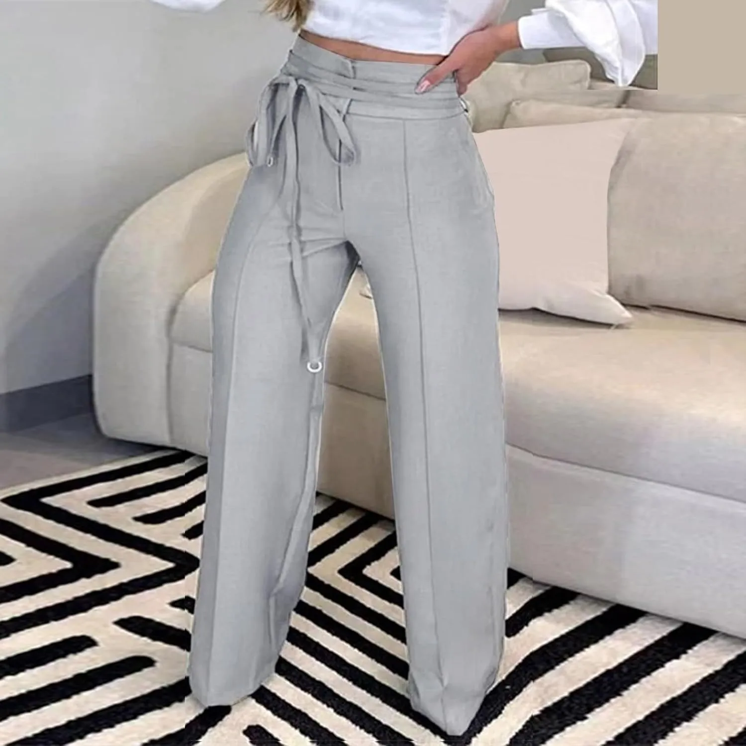 Womens Elegant Casual Daily Straight Leg Casual Pants Suit Pants Solid Color Pockets Trousers Pants Women Casual