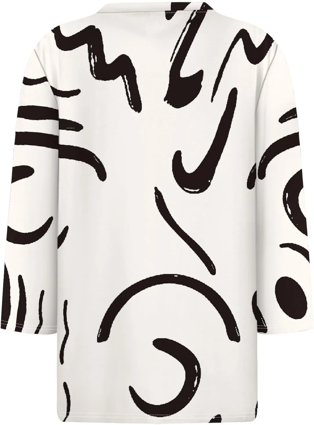 Women's Fashion Casual Loose 3/4 Sleeve Striped Printed Round Neck Top
