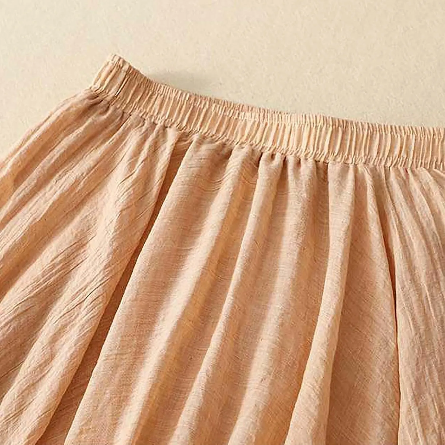 Women's Fashion Skirts Elastic High Waist Skirt Tulle Ruffle Pleated A-Line Swing Midi Skirt Casual Skirt for Women
