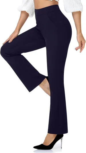Womens Flare Yoga Leggings Bootcut Leggings Dress Pants Business Casual Pants High Waist Trousers Work Office Pants