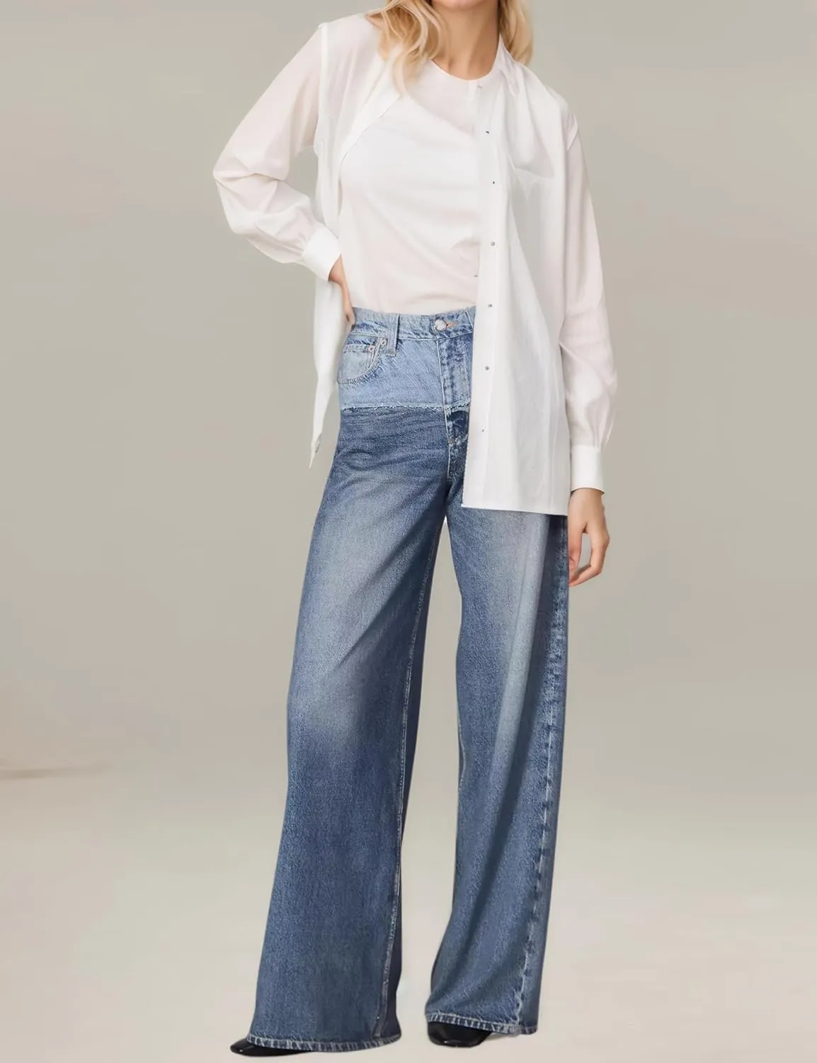 Womens French Terry Wide Leg Sweatpants Jeans Stretch Breathable Comfort Pants for Casual & Workout Y2K Clothes