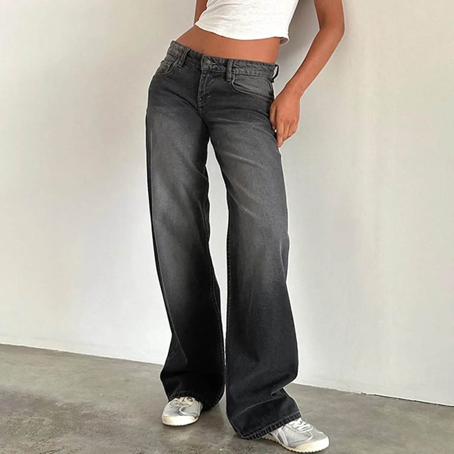 Womens French Terry Wide Leg Sweatpants Jeans Vintage Distressed Breathable Comfort Pants Casual Workout Y2K Clothes