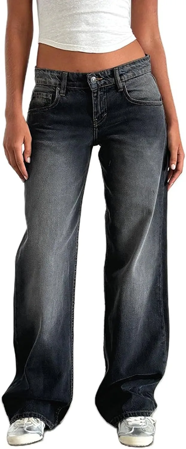 Womens French Terry Wide Leg Sweatpants Jeans Vintage Distressed Breathable Comfort Pants Casual Workout Y2K Clothes