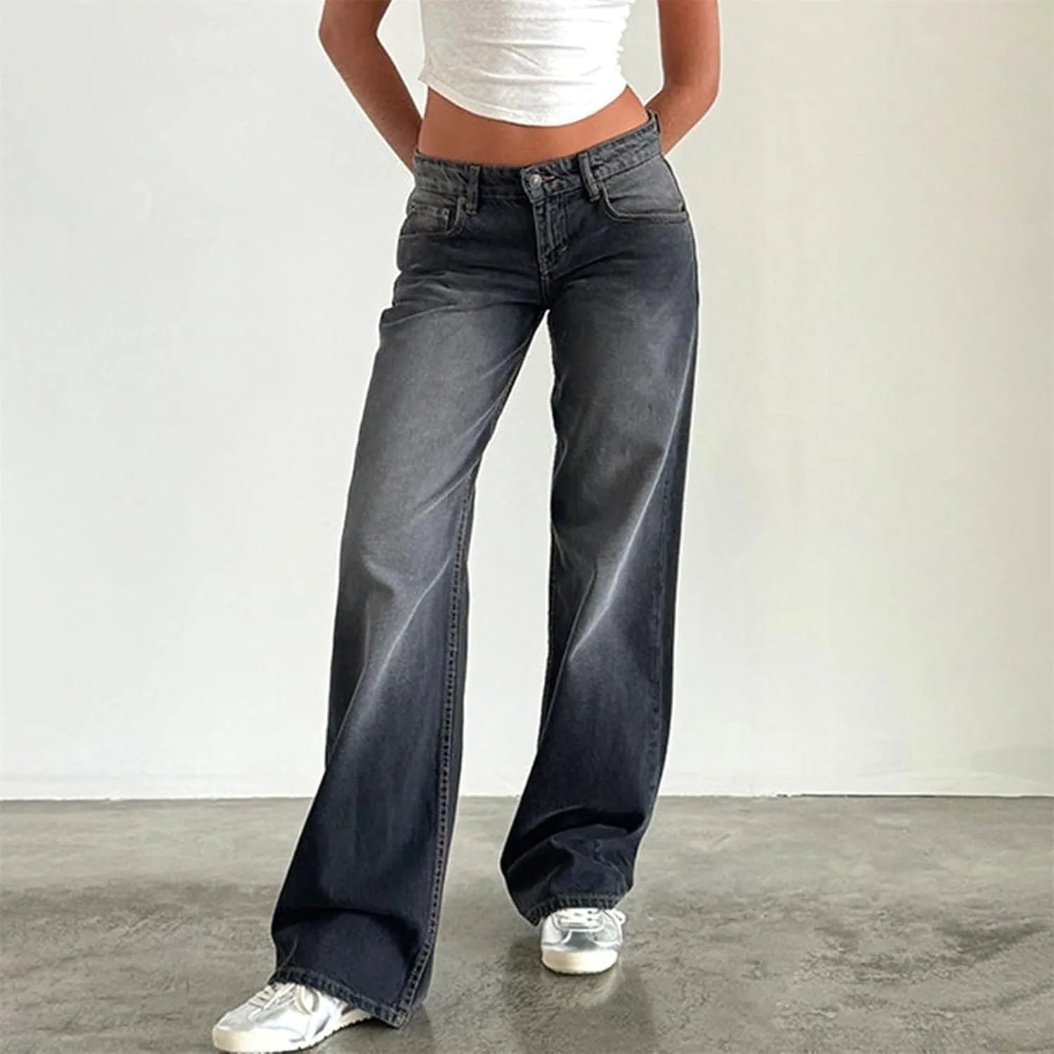 Womens French Terry Wide Leg Sweatpants Jeans Vintage Distressed Breathable Comfort Pants Casual Workout Y2K Clothes