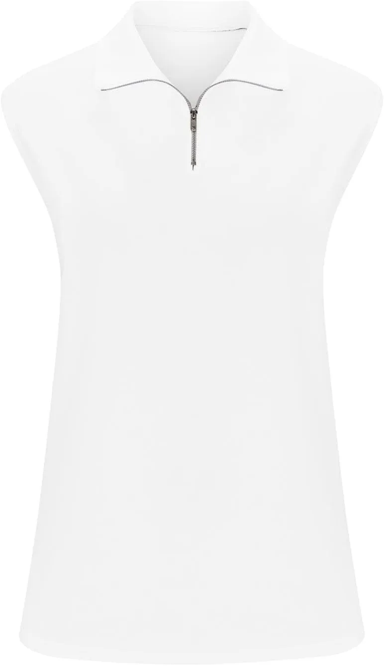 Women's Half Zip Up Golf Baseball Workout Tank Tops Sleeveless Lightweight Slim Fit Wicking Quick Dry Shirts