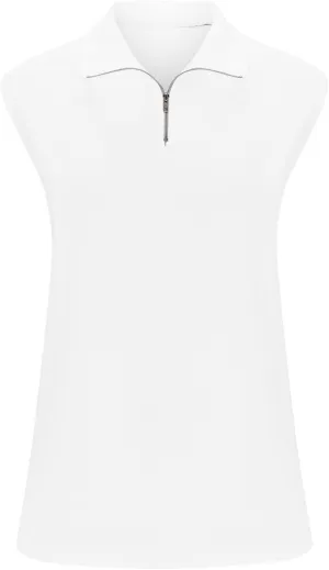 Women's Half Zip Up Golf Baseball Workout Tank Tops Sleeveless Lightweight Slim Fit Wicking Quick Dry Shirts