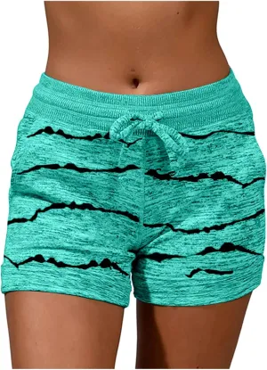 Women's High Waisted Beach Shorts 2025 Prime of Day Striped Loose Fit Elastic Drawstring Summer Vacation Short with Pocket