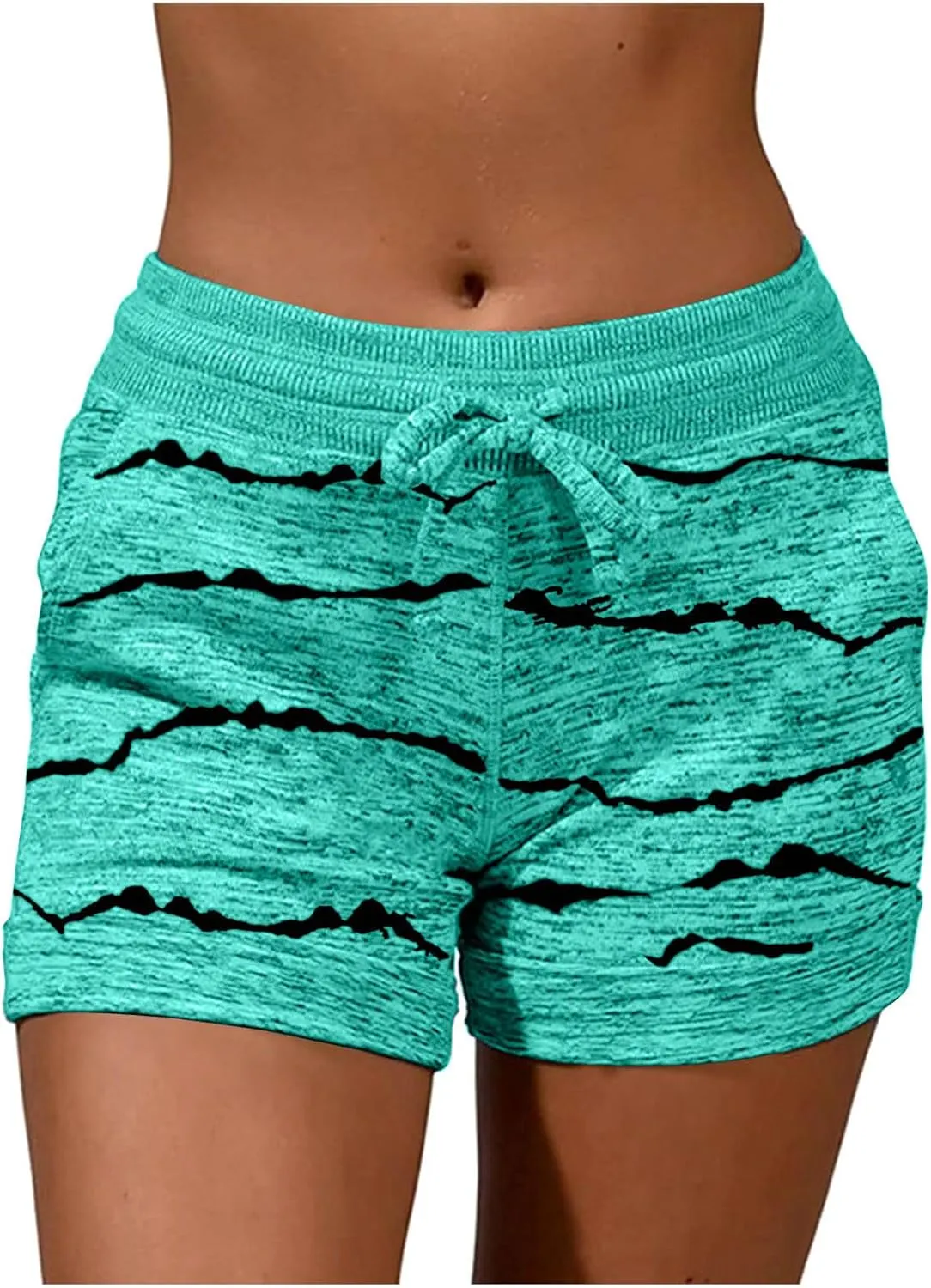 Women's High Waisted Beach Shorts 2025 Prime of Day Striped Loose Fit Elastic Drawstring Summer Vacation Short with Pocket