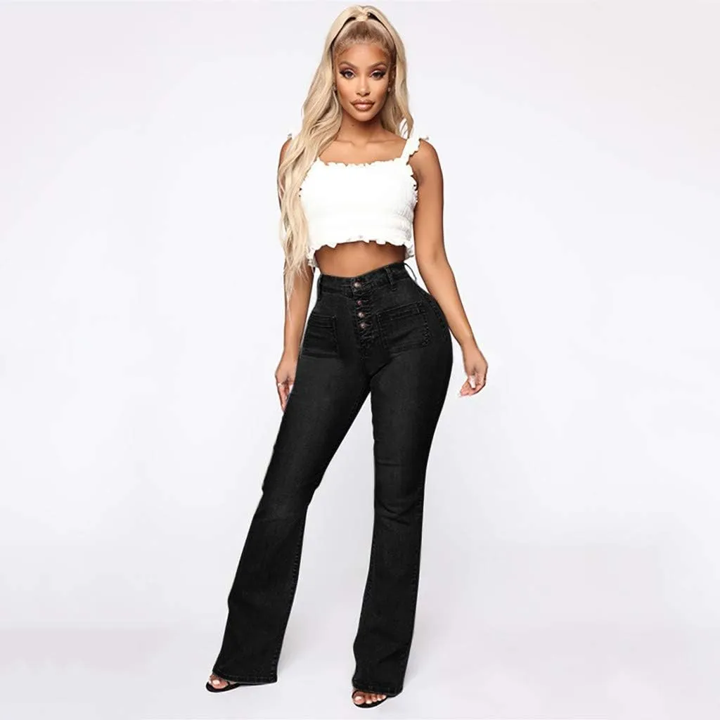 Women's High Waisted Jeans Waisted Trousers Jeans Lace Poket Denim Women's Jeans Casual Denim Pants Pants for Women