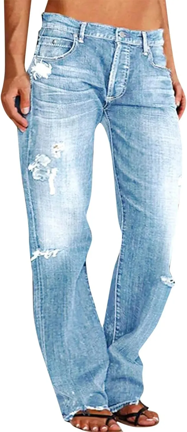 Women's High Waisted Jeans Waisted Trousers Jeans Lace Poket Denim Women's Jeans Casual Denim Pants Pants for Women